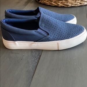 Blue/white slip on shoes